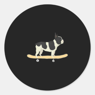 Adesivo Redondo Skateboard French Bulldog Puppy Gift