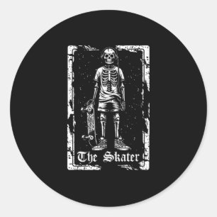 Adesivo Redondo Skateboard Skater Skateboarding - Esqueleto Tarot