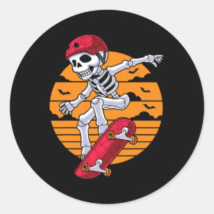 Adesivo Redondo Skateboard Skeleton Funny Skater