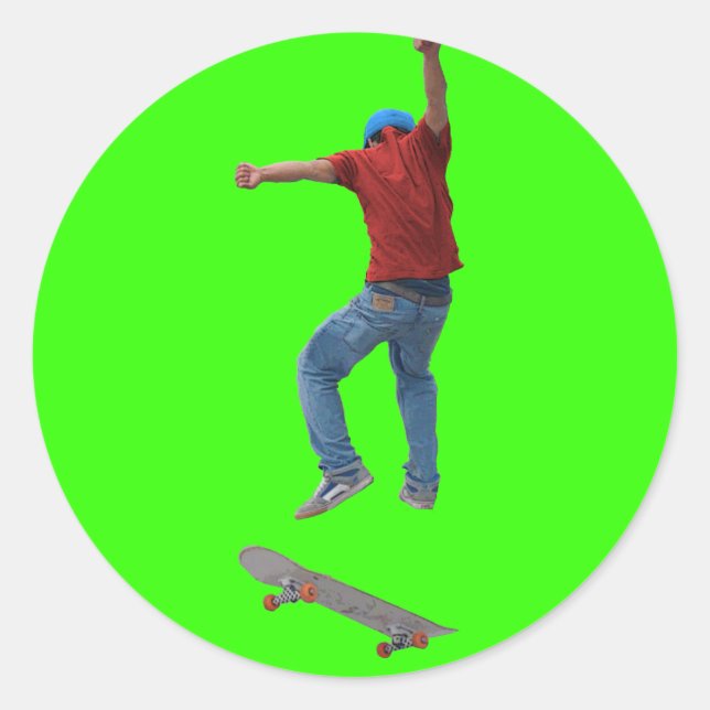 Adesivo Redondo Skateboarder Consiga Alguma Ação Aérea Kulcha Art (Frente)