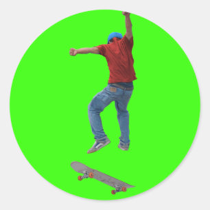 Adesivo Redondo Skateboarder Consiga Alguma Ação Aérea Kulcha Art
