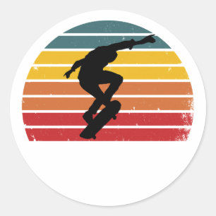 Adesivo Redondo Skateboarding Retro Vintage