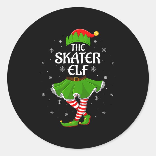 Adesivo Redondo Skater Elf Christmas Family Girls Women Elf Squad  (Frente)