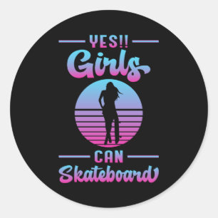 Adesivo Redondo Skater Girl Sk8 Girls Skateboard Skate Dift Idea