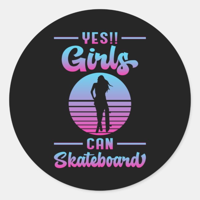 Adesivo Redondo Skater Girl Sk8 Girls Skateboard Skate Dift Idea (Frente)
