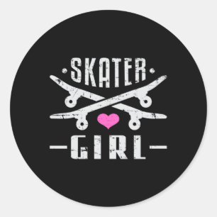 Adesivo Redondo Skater Girl Skate Skate Sk8 - Skate Dom Idea
