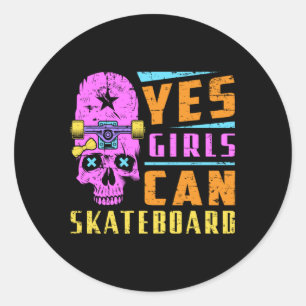 Adesivo Redondo Skater Girl Skateboard Skate Sk8 Dom Ideia