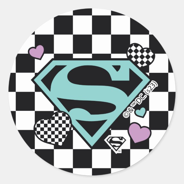 Adesivo Redondo Skater Girl Supergirl Hearts-Shield (Frente)