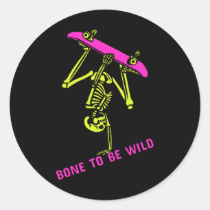 Adesivo Redondo Skeletboarder Halloween Figurume Mulheres