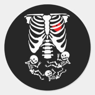 Adesivo Redondo Skeleton Baby Halloween Casais de gravidez