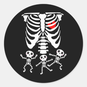 Adesivo Redondo Skeleton Baby Halloween Casais de gravidez
