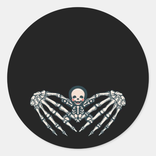 Adesivo Redondo Skeleton Baby Pregnant Xray Esqueleto bebê Mãe Hal (Frente)