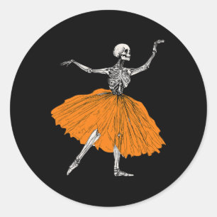 Adesivo Redondo Skeleton Ballerina Dance Tutu Dançador de Balés Sp