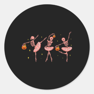 Adesivo Redondo Skeleton Ballerina Halloween Jack O Dancer Lantern