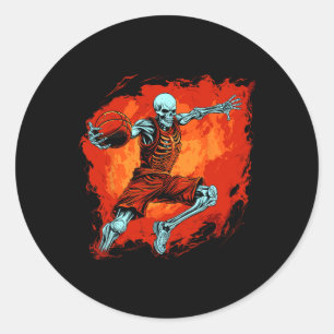 Adesivo Redondo Skeleton Basball Player Spooky Halloween