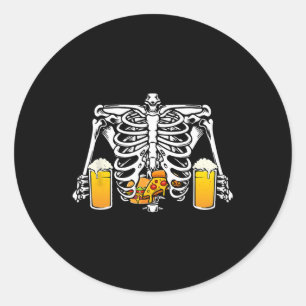 Adesivo Redondo Skeleton Beer Lover Hamburger Pizza Xray Halloween