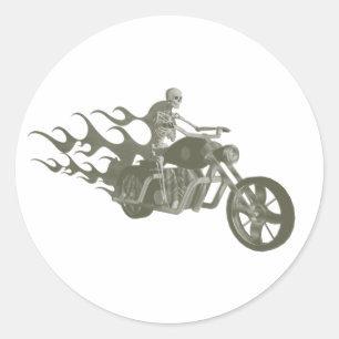 Adesivo Redondo Skeleton Biker/Bike Rider: