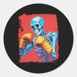 Adesivo Redondo Skeleton Boxing