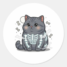 Adesivo Redondo Skeleton Brit - British Shorthair Cat Spooky