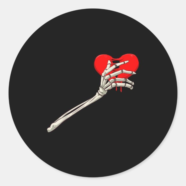 Adesivo Redondo Skeleton Broken Heart Bones Divorce Breakup Heartb (Frente)