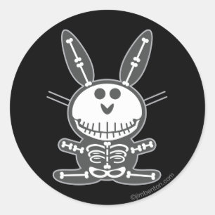 Adesivo Redondo Skeleton Bunny