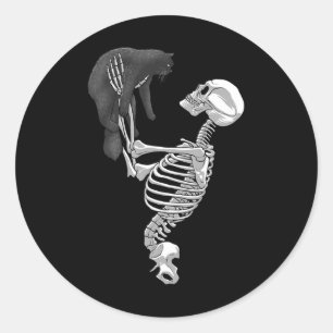 Adesivo Redondo Skeleton Cat Art For Men Women Felume Hall