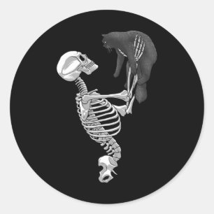 Adesivo Redondo Skeleton Cat Art For Men Women Felume Hall