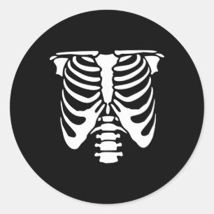 Adesivo Redondo Skeleton Chest Rib Cage Bones Halloween Raio-X