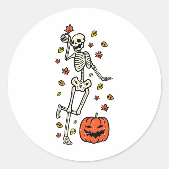 Adesivo Redondo Skeleton Dance Pumpkin Fall Men (Frente)