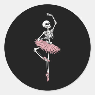 Adesivo Redondo Skeleton Dancing Balés Alojantes Spooky Halloween 