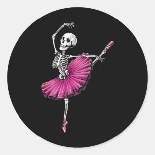 Adesivo Redondo Skeleton Dancing Balés Alojantes Spooky Halloween