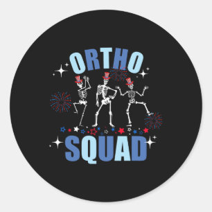 Adesivo Redondo Skeleton Dancing Ortho Squad 4 de julho Bandeira D
