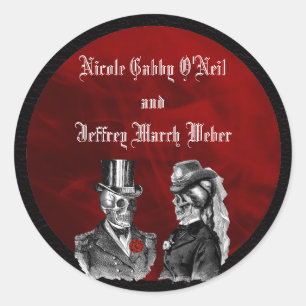 Adesivo Redondo Skeleton De Casamento "Até a Morte Nos Partir