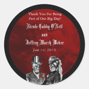 Adesivo Redondo Skeleton De Casamento "Até a Morte Nos Partir