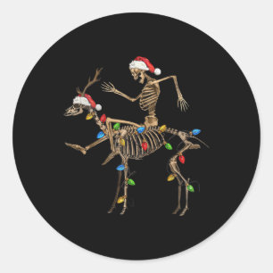 Adesivo Redondo Skeleton Deer Papais noeis Com Luzes De Natal Home