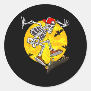 Adesivo Redondo Skeleton Dia de as Bruxas engraçado Skate