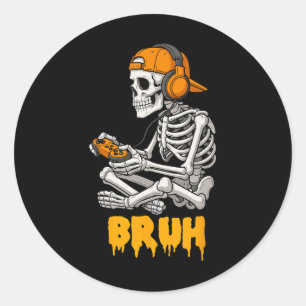 Adesivo Redondo Skeleton do Halloween Vídeo do jogador Jogos Skele