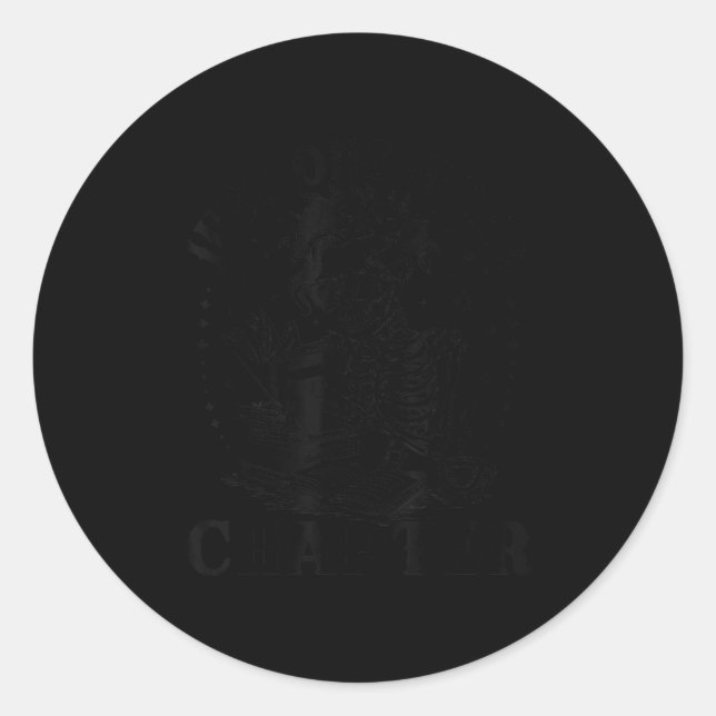 Adesivo Redondo Skeleton Engraçado Leading Book Só Mais Um Capítul (Frente)