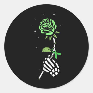 Adesivo Redondo Skeleton Fita Verde Fita Mental Sensibilização