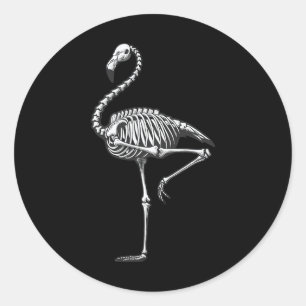 Adesivo Redondo Skeleton Flamingo Halloween