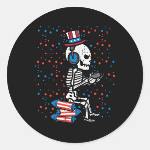 Adesivo Redondo Skeleton Gamer Engraçado América Meninos Homens
