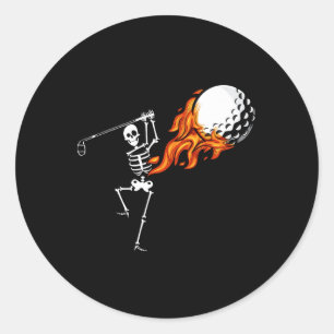 Adesivo Redondo Skeleton Golf Dia de as Bruxas engraçado Costume G