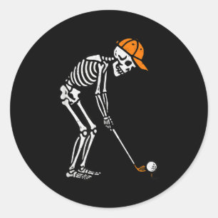 Adesivo Redondo Skeleton Golf Halloween Golfer Pai Mens Bo
