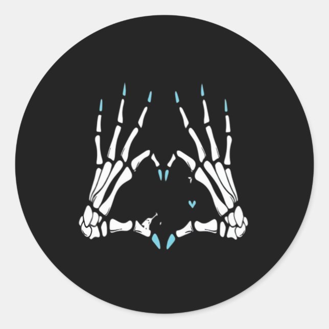 Adesivo Redondo Skeleton Halloween Clássico da Mão (Frente)