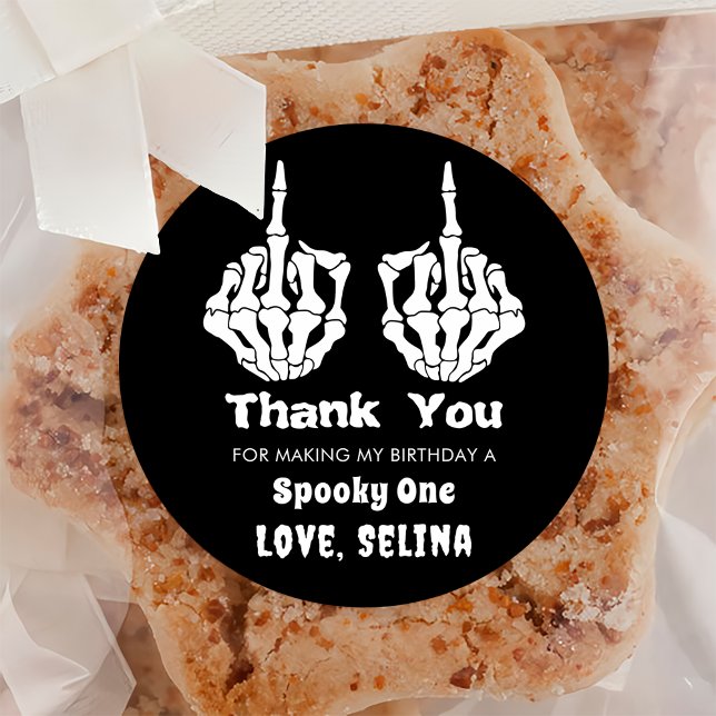 Adesivo Redondo Skeleton Halloween - Festa de aniversário Fantasma (Criador carregado)