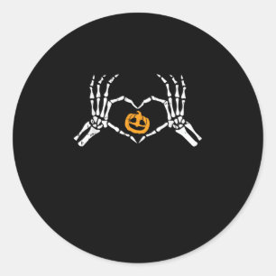 Adesivo Redondo Skeleton Halloween Heart Halloween Costume Pumpkin