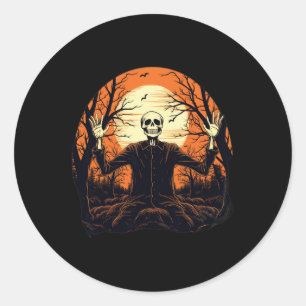 Adesivo Redondo Skeleton Halloween Para Homens