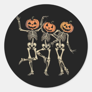 Adesivo Redondo Skeleton Halloween Pumpkin Cai Fall Spooky