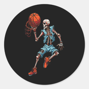 Adesivo Redondo Skeleton Halloween Spooky Dunking Skull