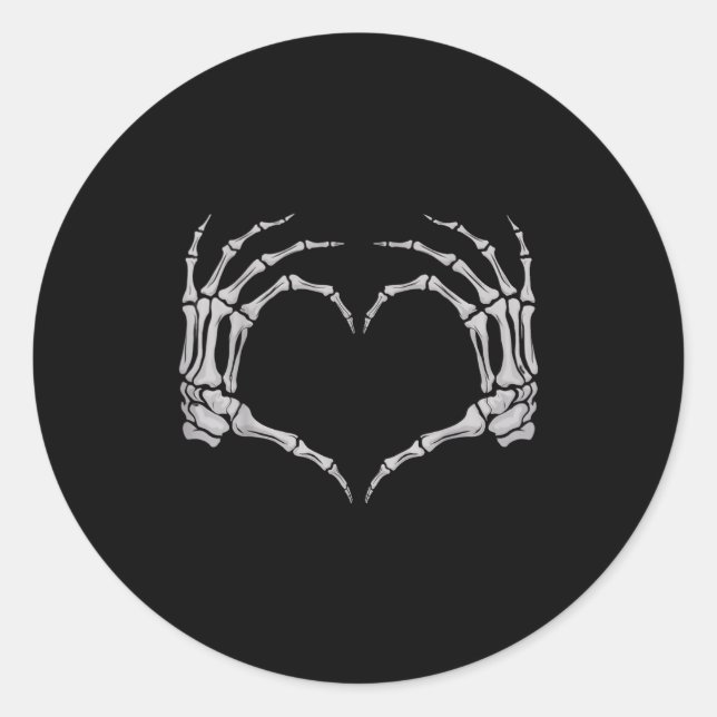 Adesivo Redondo Skeleton Hand Heart Halloween Valentines Matching  (Frente)